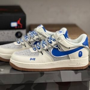 BAPE X AIR FORCE 1'07 LV8 BEIGE/ROYAL BLUE BEIGE/BLEU ROYAL(36-47.5)